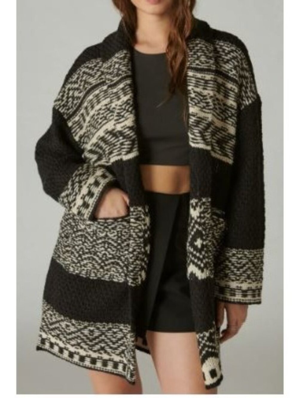 Lucky Brand Fairisle Coatigan Coat Cardigan Women Size Large NWT Knit Chunky